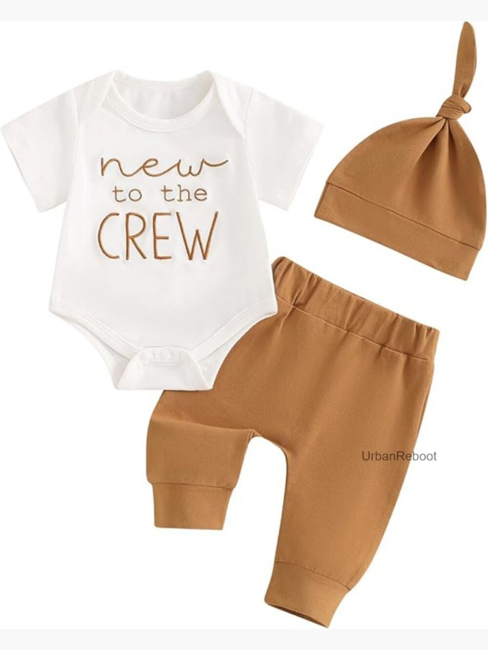 Newborn Baby Boy Outfit Short Sleeve Romper Bodysuit Pants Hat 3-Piece Set